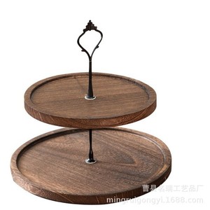 ชั้นวางเค้กไม้สองชั้นทรงกลมสำหรับตกแต่งงานวันเกิด - Product Image 1