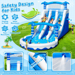 Scivolo d'Acqua Gonfiabile Commerciale FBsport, <span class=keywords><strong>Parco</strong></span> Acquatico Mobile Gonfiabile con Piscina e Scivolo per Adulti - Product Image 3