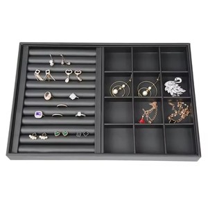 مقاس كبير رقيقة ثنائية الاستخدام PU حالة تخزين المجوهرات والجلود أقراط وقلادات وخواتم مجوهرات اكسسوارات صينية عرض - Product Image 4