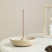 Brûleur d'encens en pierre de travertin naturel avec cendrier, écologique, décoration aromatique intérieure et extérieure, base de qualité supérieure