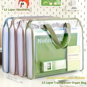 Pvc tập tin túi tài liệu A4 công suất lớn thư mục giấy lưu trữ Bag với nhiều lớp mở rộng túi văn phòng văn phòng phẩm - Product Image 2