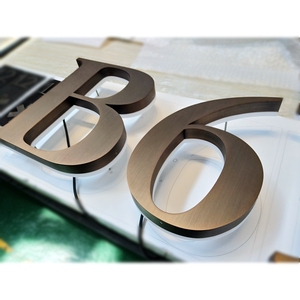 Enseigne d'Extérieur Lumineuse 3D en Métal Nickel Brossé <span class=keywords><strong>de</strong></span> 12 Pouces Rétro-Éclairé en Acier Inoxydable, Laiton Flottant, LED Moderne, Numéro <span class=keywords><strong>de</strong></span> Maison - Product Image 5