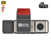 Caméra embarquée 4K réelle, avant 1K, arrière, boîte noire de voiture, DVR, écran IPS de 3,16 pouces, Wifi, caméra double objectif, module GPS intégré, surveillance de stationnement 24h/24