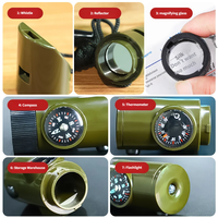 YOUXIN Kit de survie extérieur 7-en-1, sifflet d'urgence de poche, lampe LED, étanche, antichoc, matériau ABS, boussole avec affichage du pointeur