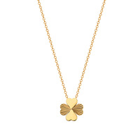 Collier pendentif trèfle à quatre feuilles porte-bonheur populaire, en acier titane couleur or 18 carats, avec breloques délicates