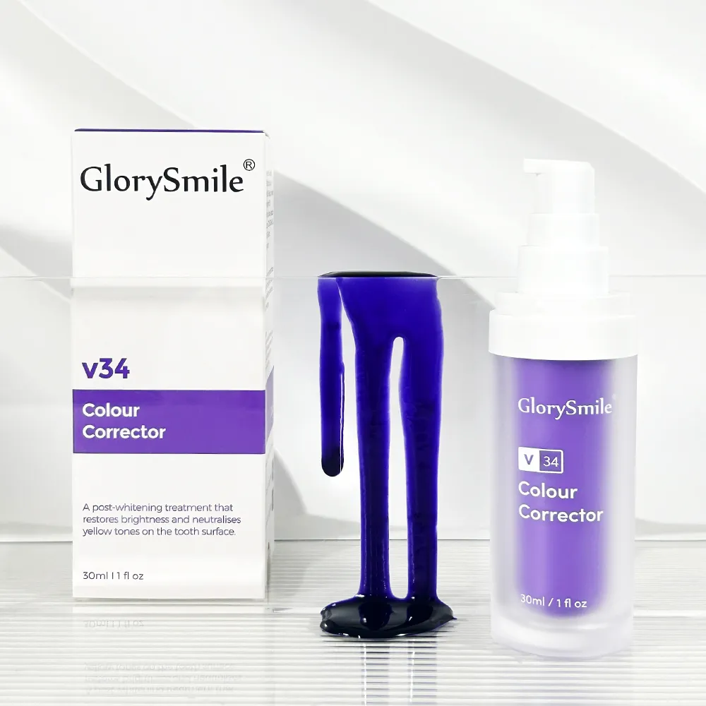 Private Label sbiancamento dei denti dentifricio viola V34 correttore di colore dentifricio 30ml V34 correttore di colore