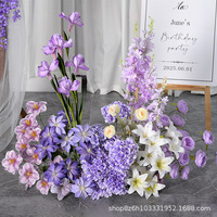 Fleurs artificielles sur le thème du violet pour les arrangements de mariage, y compris les décorations au sol, les vitrines et les décorations florales