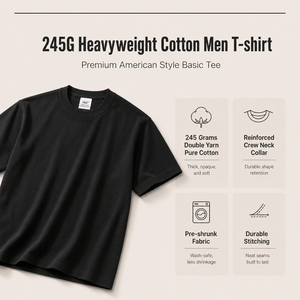 เสื้อยืดคอตตอนแท้ 245 กรัม แบบดับเบิ้ลยาร์น ทรงโอเวอร์ไซส์ แขนสั้น สำหรับผู้ชาย ระบายอากาศได้ดี คอกลม สไตล์สตรีทแวร์ ขายส่งจากผู้ผลิต - Product Image 5