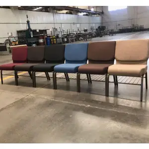 Auditorium Red Interlock Stacking Church Chair For Free Used Metal Factory Wholesale Metal Fabric Burgundy Color