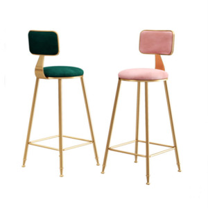 Sillas altas con patas de metal al mejor precio, silla de Bar Retro sintética de terciopelo, sillas de comedor para restaurante