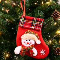 Sac cadeau chaussette de Noël très populaire, petit sac cadeau pour bonbons et décorations, pendentif chaussette du Père Noël