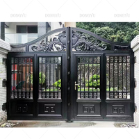 Puerta Metálica de Alta Calidad, Estilo Popular, Puerta de Aluminio para Patio Exterior, Apertura Automática, Diseño para Villas