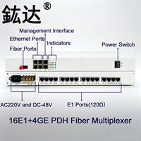 Multiplexor de Fibra Óptica PDH 16E1+4GE, Conversor de Ethernet a Fibra de 16 Canales E1 4*1000M, Transmite 16E1+ 4 Gigabit Ethernet