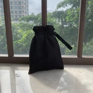 Wholesale Custom Logo Reusable Jewelry Packaging Large Black Muslin Calico Dust Canvas Cotton Drawstring Pouch Bag for Candle - Product Image 4