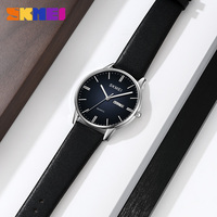 Montre à quartz Skmei 2250, chronographe sport de luxe, étanche, bracelet en acier inoxydable et cuir, logo personnalisable, design minimaliste