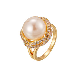 Faux Pearl <b>Open</b> <b>Ring</b> Micro Pave Zircon Adjustable Band Party Jewelry - Product Image 5