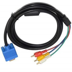 铜芯适配器电缆 <span class=keywords><strong>VGA</strong></span> 15P 公头/3RCA 公头 镀镍 适用于电脑电视投影仪 带单磁环 - Product Image 4
