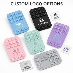 Support de téléphone à ventouse en silicone double face avec logo personnalisé, support mains libres pour miroir, fenêtre, douche, voiture, cadeau d'affaires - Product Image 2