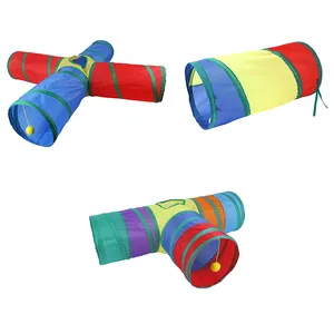 Gato tunn CatToy plegable se puede unir túnel tubos juguetes plegable gato túnel con Tinkle Bell juguete y Bola de felpa para gatos gatitos