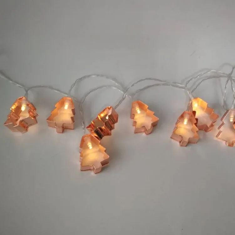 Indoor Chain Lighting Rose Golden Metal Tree String Light Warm White Decorative Led Light For Party Christmas Home Decorative