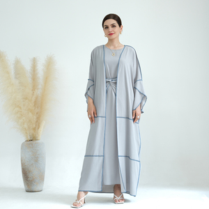Ropa de Mujer Estilo Dubái, Moda Musulmana, Conjunto de Abaya de <span class=keywords><strong>3</strong></span> Piezas de Poliéster de Alta Calidad, Vestido Abaya - Product Image 4