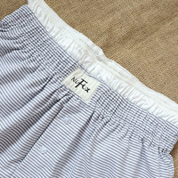 Shorts pour femmes en coton rayé avec logo personnalisé, tissu doux et respirant, ourlet en dentelle, taille élastique, pour vêtements de nuit et tenues décontractées