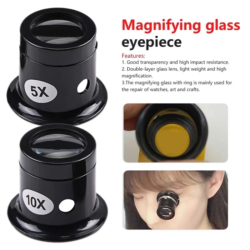 Loupe Monoculaire Portable 10x 20x 30x - Lentille Verre 36 Mm, Pour Bijouterie, Réparation Montres, Pièces De Monnaie, Timbres - 6