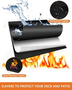 Estera de <span class=keywords><strong>chimenea</strong></span> debajo de la parrilla, cubierta y parrilla de Patio, parrilla de barbacoa, cubierta protectora de madera para césped - Product Image 6