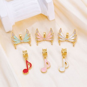 DIY-sieradenaccessoires, Koreaanse versie, notitie vlinderpatroon, oliedruppel, koper, micro-set zirkoon ketting, armband, hanger - Product Image 1