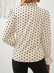 Camicetta da Donna S-XXL, Top a Pois Sottile ed Elegante, Maniche Lunghe Trasparenti, Moda Autunnale per Ufficio, Abbigliamento Femminile Raffinato - Product Image 5