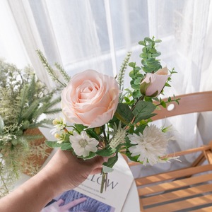 Fleur artificielle en tissu tissé en plastique, bouquet de mariage, décoration murale pour la maison, CF01259 - Product Image 1
