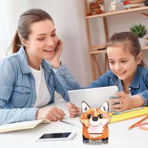 Wooden Cartoon Phone Holder <b>Desk</b> Rotatable Base <b>Retro</b> Color Cute Puppy Design Solid Wood Mobile Stand - Product Image 1