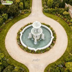 ड्राइववे केंद्र के लिए बाहर बड़े शास्त्रीय पत्थर सफेद संगमरमर के कबूतर पानी के फव्वारे मूर्तिकला - Product Image 5