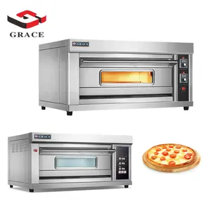 Máquina para hornear pan comercial, 1 cubierta, 1 bandeja, horno de Pizza, equipo de panadería eléctrico de 220v