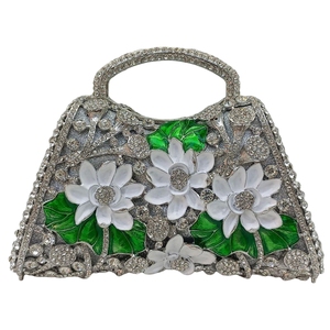 Bolso de mano vintage con flores y cristales para mujer, con asa superior y pedrería, ideal para fiestas y cenas. - Product Image 3