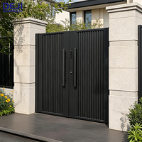 Portail moderne en aluminium avec éclairage LED, portail d'entrée automatique pour allée, porte de sécurité extérieure