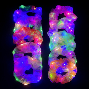 Lazos para el cabello con luz LED con temática <span class=keywords><strong>de</strong></span> sirena, lazos para el cabello <span class=keywords><strong>de</strong></span> discoteca para niños para <span class=keywords><strong>Amazon</strong></span>, accesorios para el cabello transfronterizos, malla brillante - Product Image 1