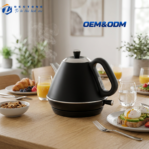 BESTONE Black Retro Electric Water Kettle 1.0L with Side Grip Handle and Concealed <b>Heating</b> <b>Element</b> - Product Image 1