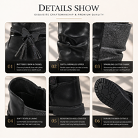 Bottes mi-mollet noires tendance pour filles, bottes en cuir PU brillant pour enfants avec pompon scintillant