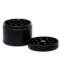 Moulin à herbes 4 pièces 2.5 "antiadhésif noir 2.5" revêtement céramique petit modèle en aluminium gravé logo boîte d'emballage accessoires