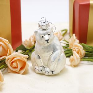 Adornos Colgantes para Árbol de Navidad con Diseño de Animales Personalizables (Erizo, Oso Polar, Elefante, Pájaro) en Vidrio, Impresión UV, 7*7*10cm, Rojo Navidad - Product Image 2