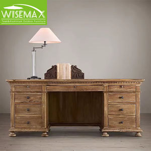 विसममैक्स फर्नीचर अमेरिकी देश ओक लकड़ी अध्ययन तालिका क्लासिक रेट्रो आयताकार लेखन डेस्क - Product Image 1