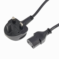 Câble d'alimentation UK vers C17, cordon d'alimentation CA IEC320, cordon d'alimentation BS IEC, PVC noir + cuivre, âme carrée 2*0,75 mm², 1,5 m, 1 prise, OEM, appareil électroménager