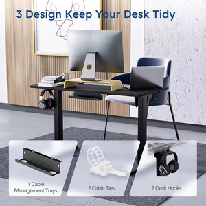 Electric Height Adjustable Standing <b>Desk</b> 1200X600X15mm Single Motor Frame Study <b>Desk</b> Black And White Metal <b>Foldable</b> - Product Image 2