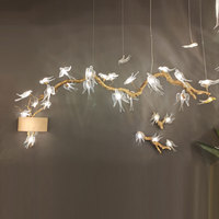 Lustre en verre en forme d'oiseau en cristal de cuivre VH sur mesure décoré d'art pour le comptoir de restaurant et de bar à hauteur réglable