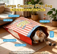Poteau à gratter et tapis à gratter pour chat Quatre Saisons, résistant aux déchirures, en papier kraft mignon, jouet interactif pour chat, jeu de cache-cache