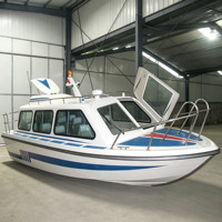 Grandseaboat, Bote de Patrulla de Fibra de Vidrio con Media Cabina, Motor Fuera de Borda, Capacidad de Carga de 100-200 kg, Velocidad de 50 km/h, Estilo Profesional