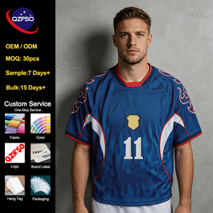 QZFSO Custom OEM Retro Soccer Jersey Raglan Sleeves <b>Y2K</b> Streetwear Blockecore Football T <b>Shirt</b> Sublimation Loose Fit Tee - Product Image 1