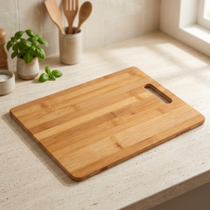 Tabla de cortar de madera de teca natural con esquinas redondeadas y asa integrada - Product Image 2