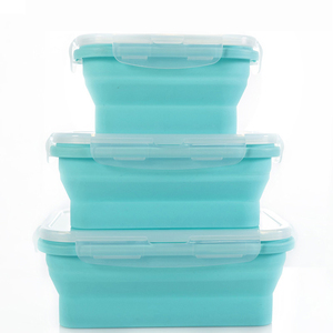 Square silicone compartment sealed lunch box silicone teething lunch box kids silicon lunch box